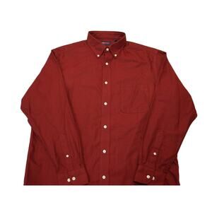 TravelSmart Men's Burgundy Long Sleeve Button Down Shirt Large Classic Workwear